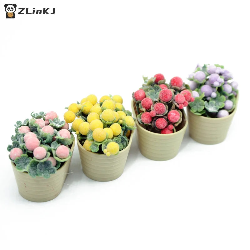 ▶1:12 Dollhouse Simulation Flower Plant Potted Dollhouse Mini Home Decoration Dolls House Micro Landscape Plant Accessories Zpaxo