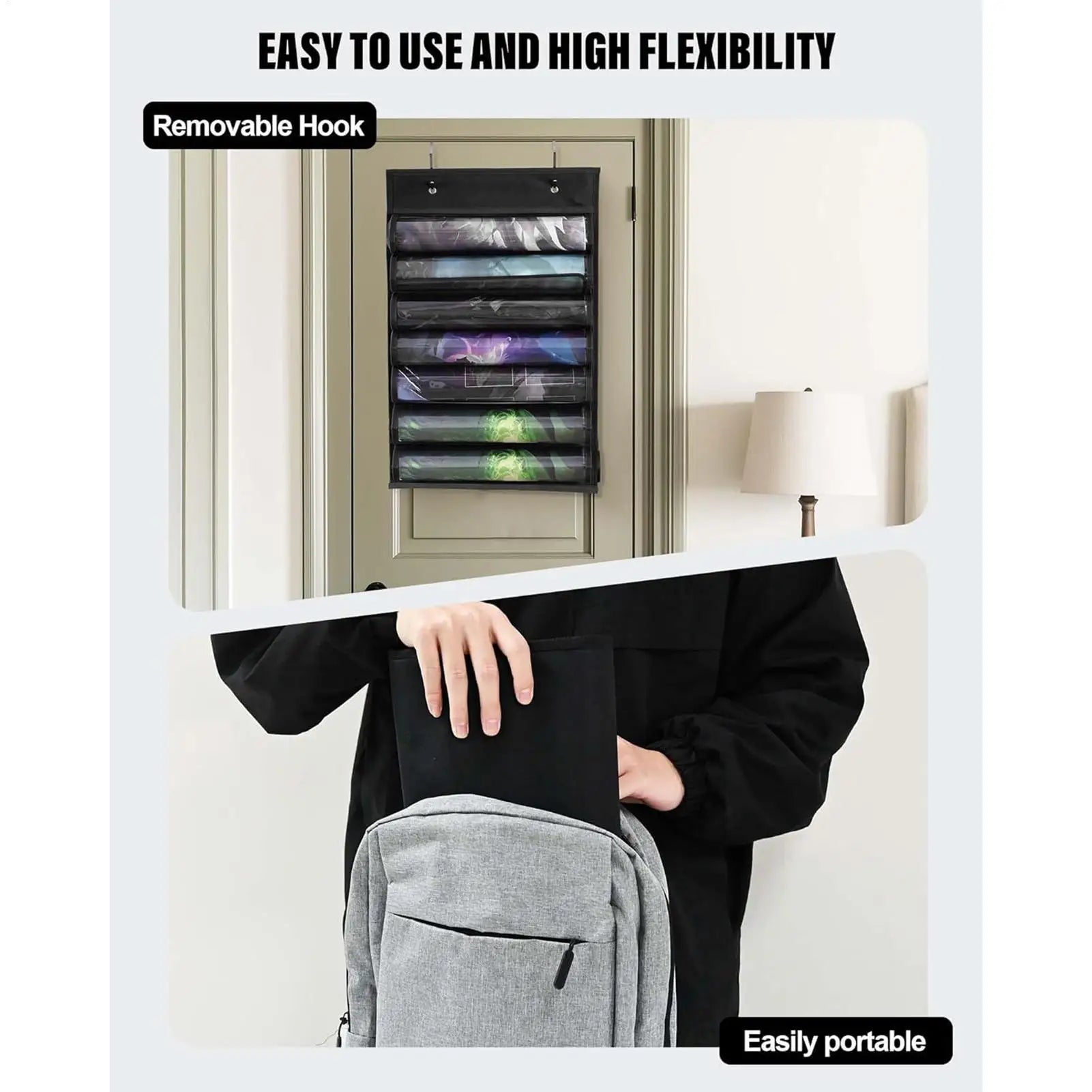 Game Mat Holder Accessories Organizer Bag Transparent Slots Family