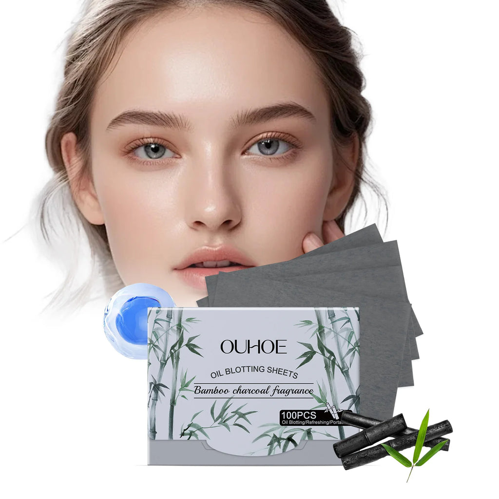 100pcs Bamboo Charcoal Oil Blotting Sheets – Oily Skin Oil Blotting Sheets Zpaxo