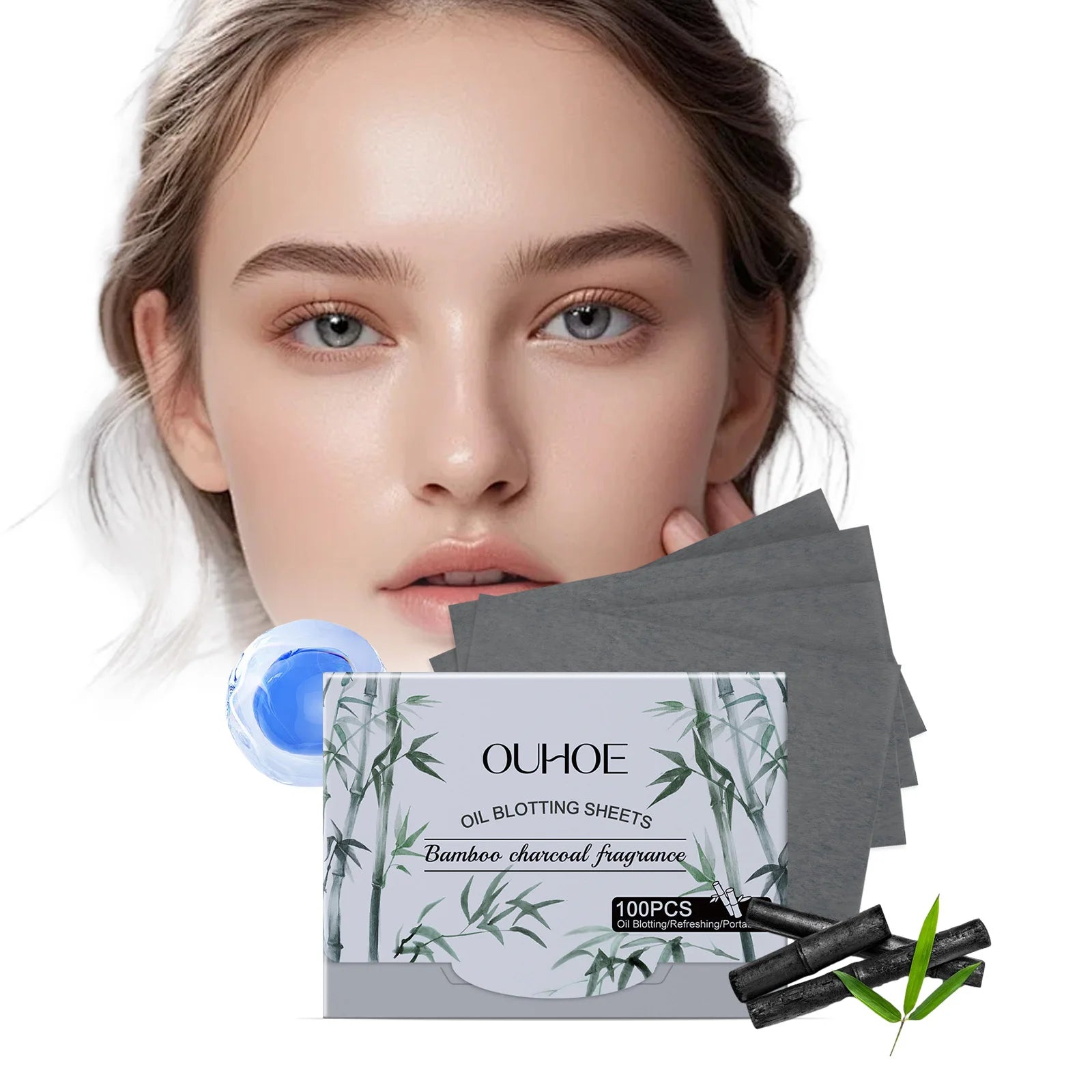 100pcs Bamboo Charcoal Oil Blotting Sheets – Oily Skin Oil Blotting Sheets Zpaxo