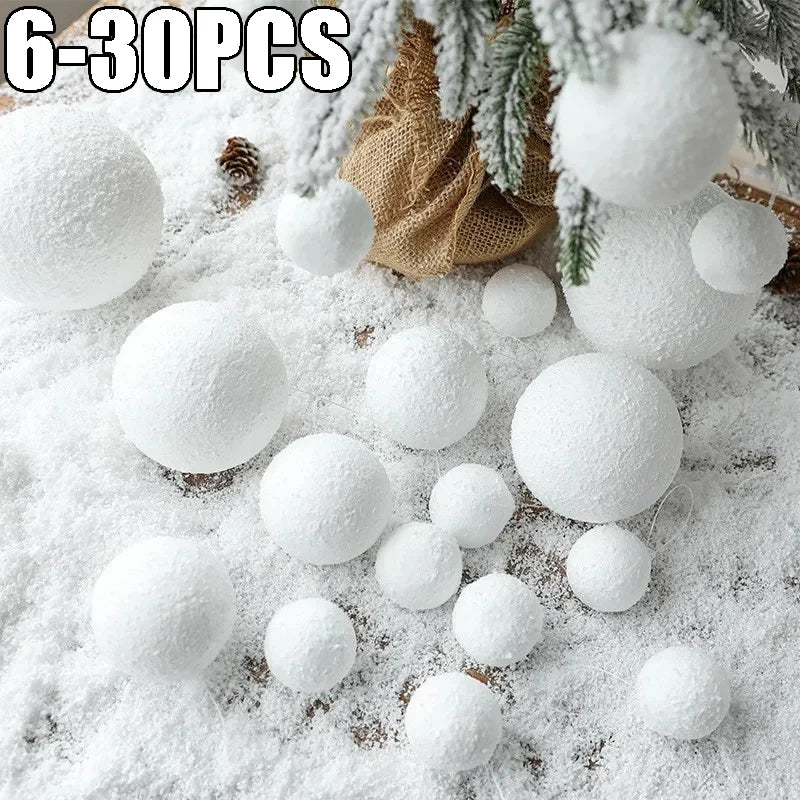 4 White Foam Christmas Balls Reusable DIY Snowball Ornaments Xmas