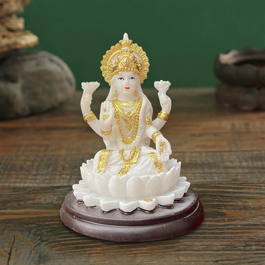 Hindu Goddess Lakshmi Statue Indian Goddess Feng Shui Decor Desktop Ornament for Table Bookshelf Office Cabinet Diwali Gift Zpaxo