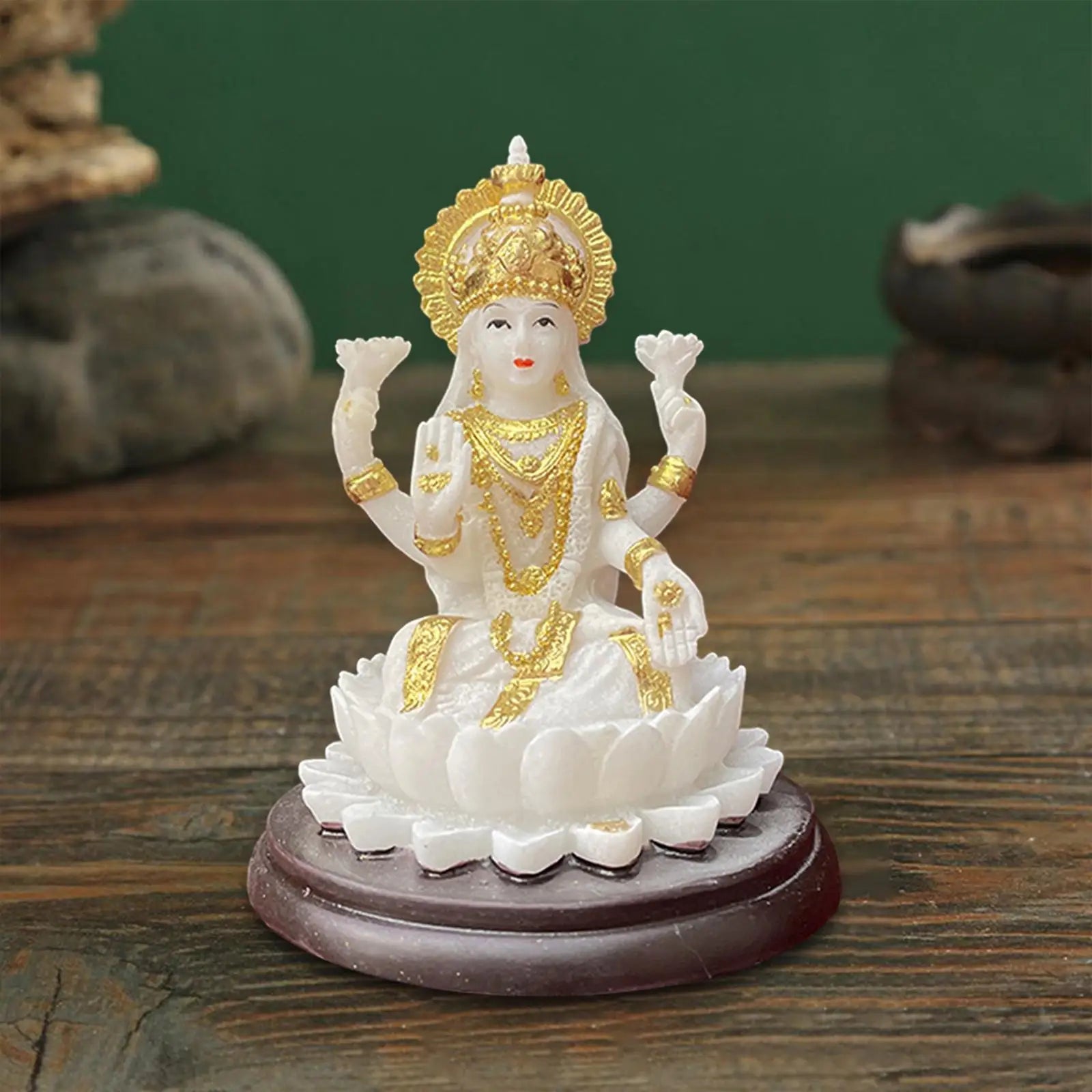 Hindu Goddess Lakshmi Statue Indian Goddess Feng Shui Decor Desktop Ornament for Table Bookshelf Office Cabinet Diwali Gift Zpaxo