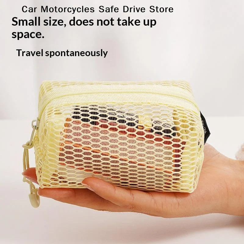MPortable Honeycomb Mesh Cosmetic Storage Bag Zipper Breathable