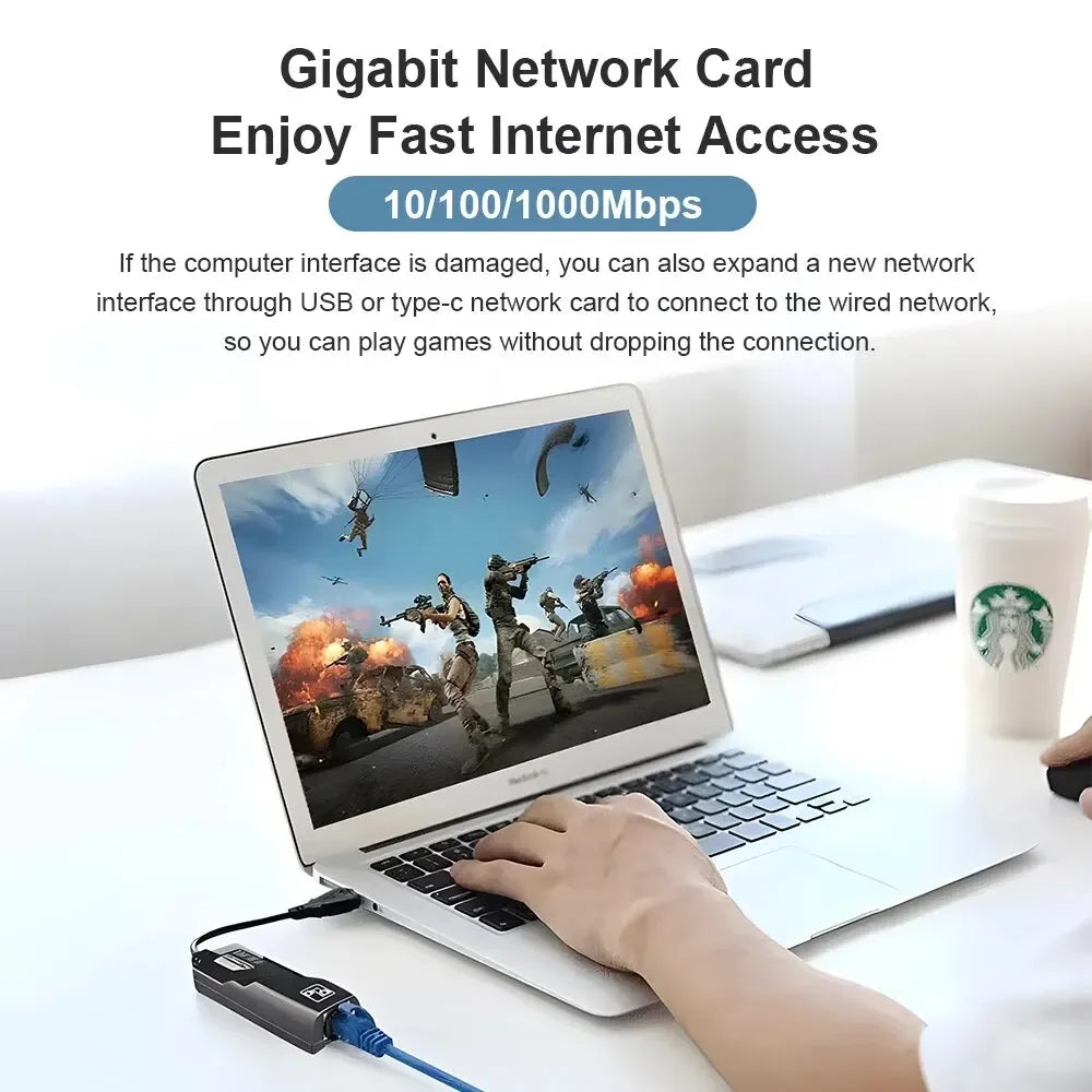 USB 3 0 Gigabit Ethernet RJ45 LAN Network Adapter 10 100 1000 Mbps Zpaxo
