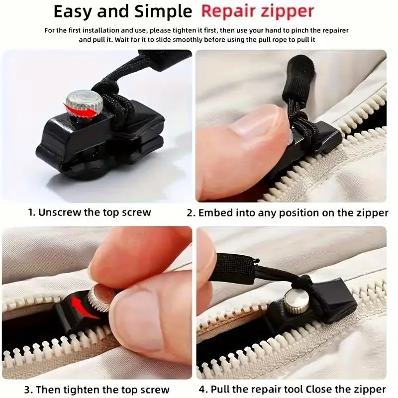 6pcs Zipper Repair Kit with Detachable Pulls & Sliders for Bags, Jackets, Shoes, No-Tools Needed Zpaxo