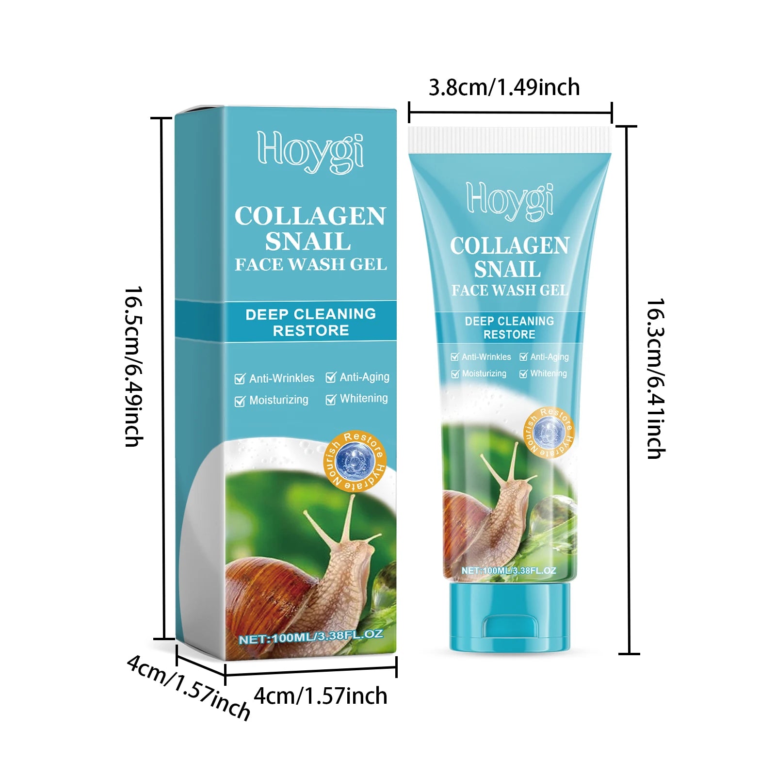Hoygi Collagen Snail Cleansing Gel – Pore Minimizing Cleanser Facial Cleansing Gel Zpaxo 1Pcs