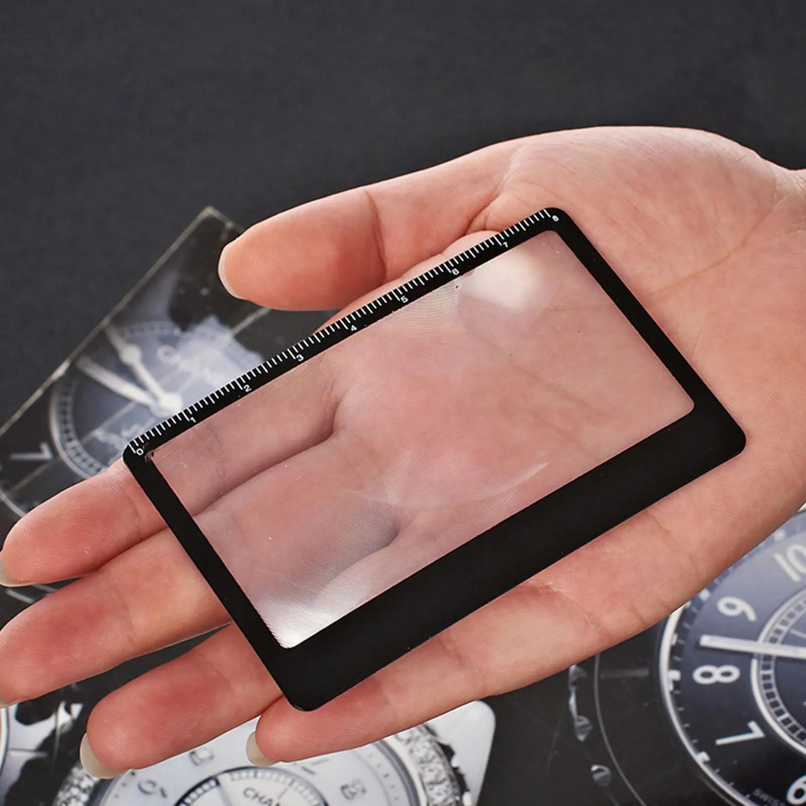 Wallet Magnifier Card 3X Mini Magnifying Glass Ruler Pocket Reading