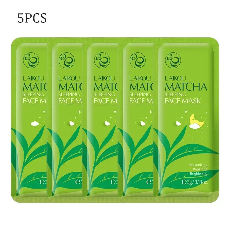 1 Moisturizing Facial Mask Sakura Snail Seaweed Face Sleeping Cream Zpaxo Matcha 5Pcs