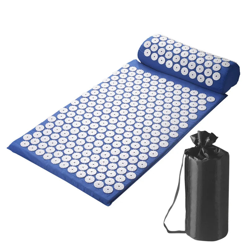 Massager Mat Shakti Mat Massage Yoga Mat Acupressure Relieve Stress Back Body Pain Spike Mat Acupuncture Massage Cushion Zpaxo bag different blue