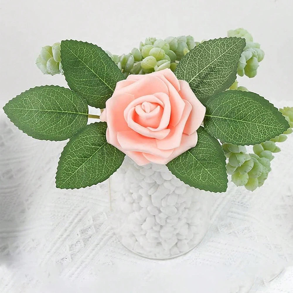 10/15/20/25/30/50/80/100Pcs Artificial Rose Leaves Fake Leaves for Roses Decorations Faux Silk Green Leaves for Wedding Bouquets Zpaxo