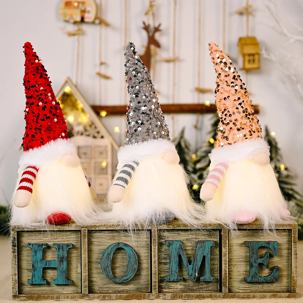 Glowing Christmas Gnome Faceless Doll – Festive Home Décor