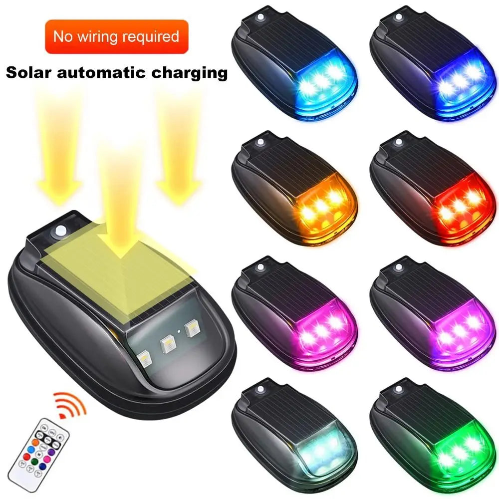 Wireless Solar LED Flash Light Waterproof RGB Roof Strobe Lights Zpaxo