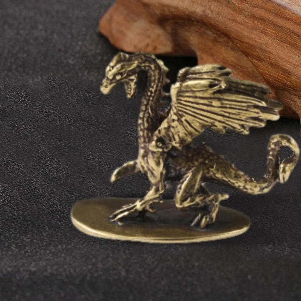 Brass Flying Dragon Figurine – Miniature Tea Pet Sculpture Dragon Figurine Zpaxo Default Title