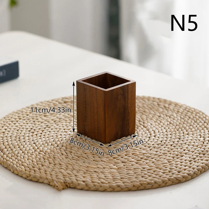Black Walnut Pen Holder Polishing Design Desktop Storage Supplies Wooden Desk Accessories Pen Storage Box Walnut Pen Holder Zpaxo 5