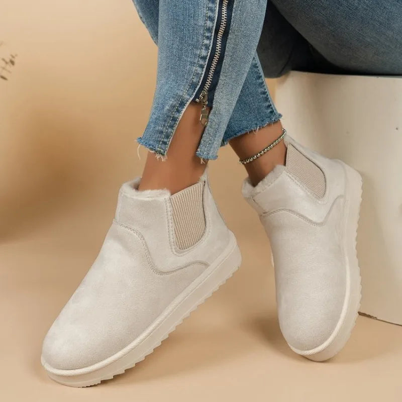 Winter Women Snow Boots 2025 New Platform Shoes Thickened Fluff Luxury Ankle Boots Women Short Plush Warm Casual Shoes Women Zpaxo Beige 42