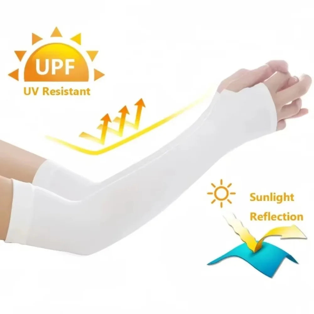 1 Pair Summer Long Ice Silk Arm Sleeves Sun UV Protection Hand Zpaxo