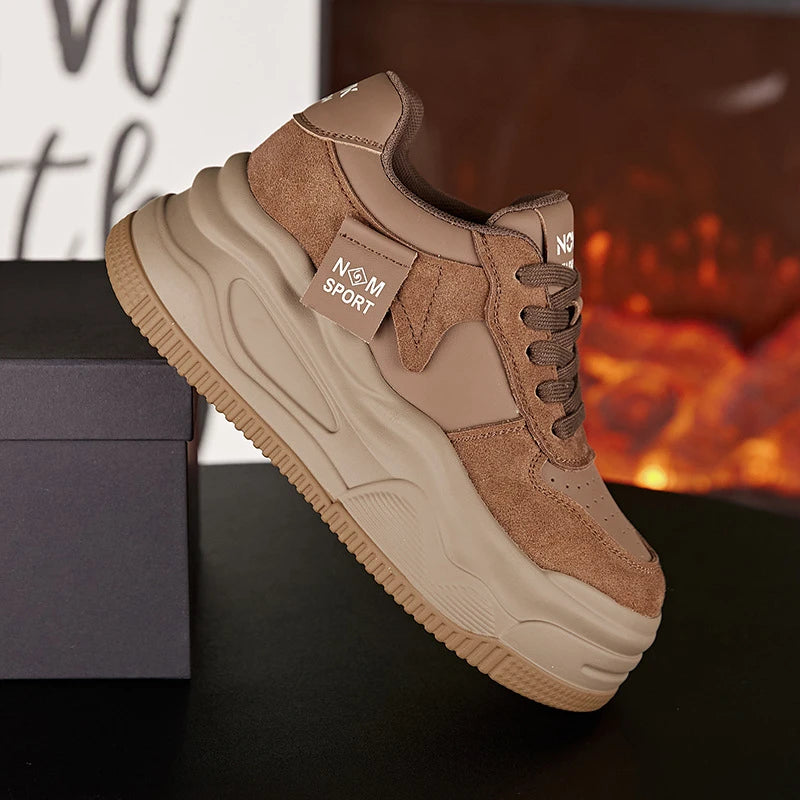 Women's Platform Chunky Sneakers Lace Up Design Sport Tag Detail Two Zpaxo