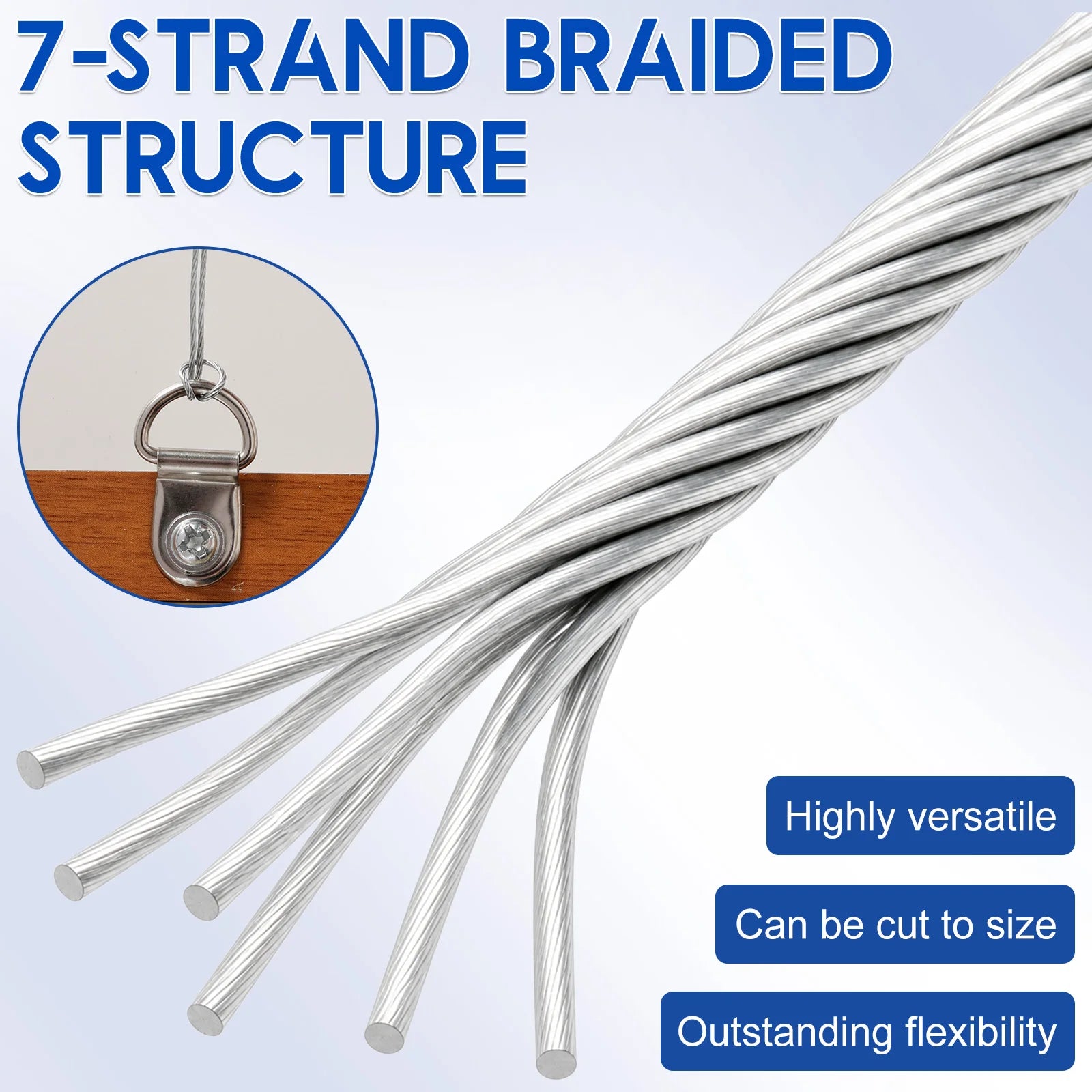 Picture Hanging Wire Kit Heavy Duty 30M 98ft 7 Strand Metal Frame Hanger with D Ring Hooks Screws for Mirror Canvas Art Decor Zpaxo