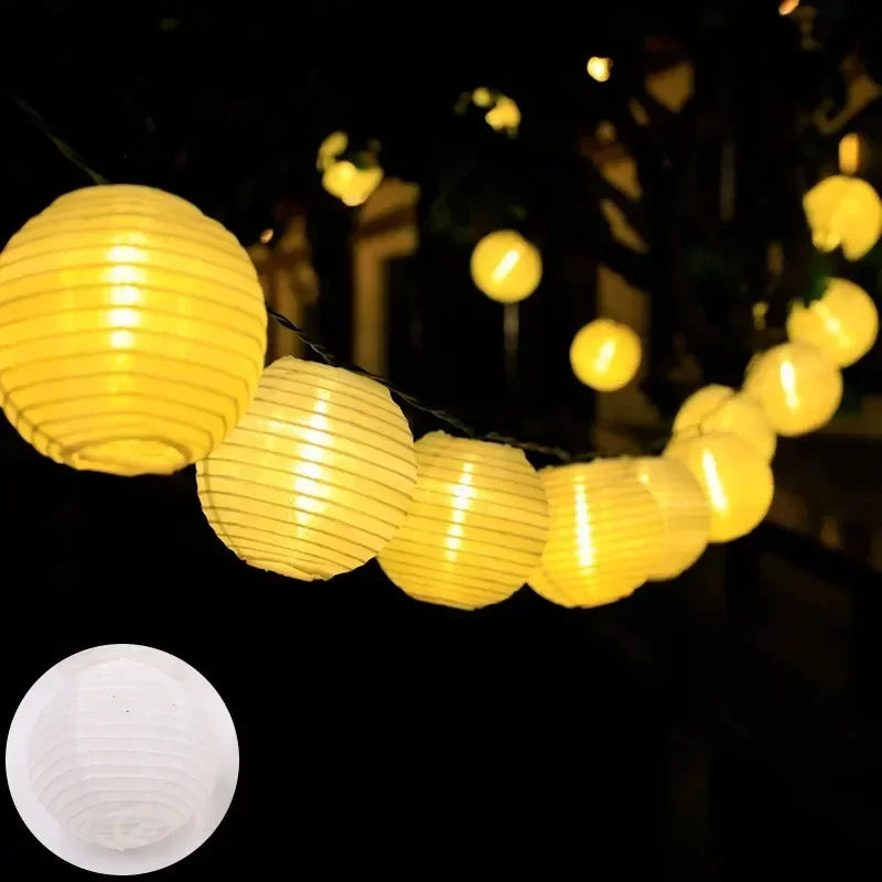 Solar Lantern String Lights Waterproof Outdoor LED Garland Fairy Light Patio Garden Decoration Light for Christmas Wedding Party Zpaxo White Lantern 6.5M 30LED
