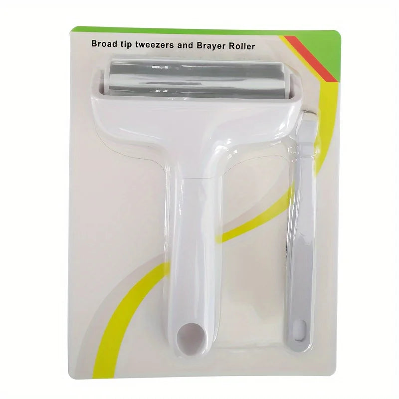 Brayer Roller & MAT Tweezers Remover Tool Set Craft Stamping Brayers for Cricut and T-Shirts Heat Transfer Projects Printing Zpaxo