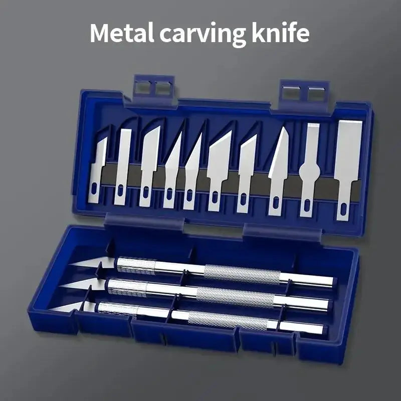 13pcs Non-Slip Metal Scalpel Knife Tool Kit Paper Cutter Engraving Craft Knives Steel Engraving Knives For Crafts Arts Drawing Zpaxo 13pcs