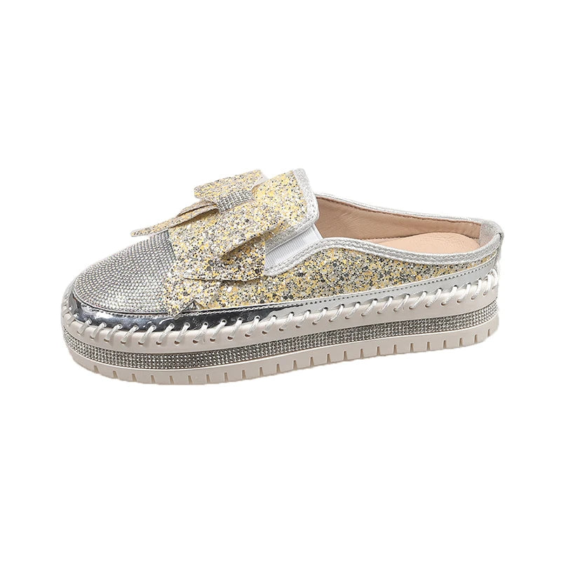 Women's Rhinestone Luxury Flats Slippers 2026 Fashion Slip-on Crystal Zpaxo YELLOW 34