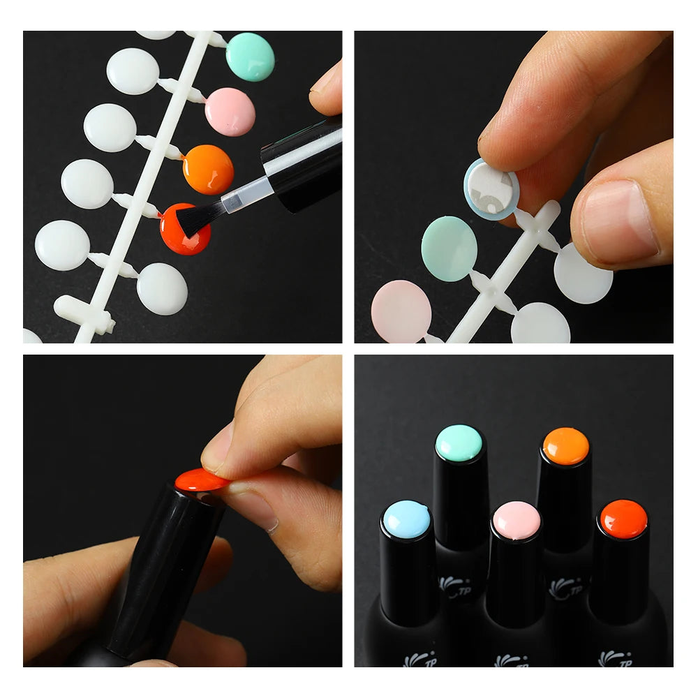 120pcs Nail Polish Display Table With Stickers Polka Dot Color Card Nail Display Board Clear/Nature Color Card Nail Art Tools Zpaxo