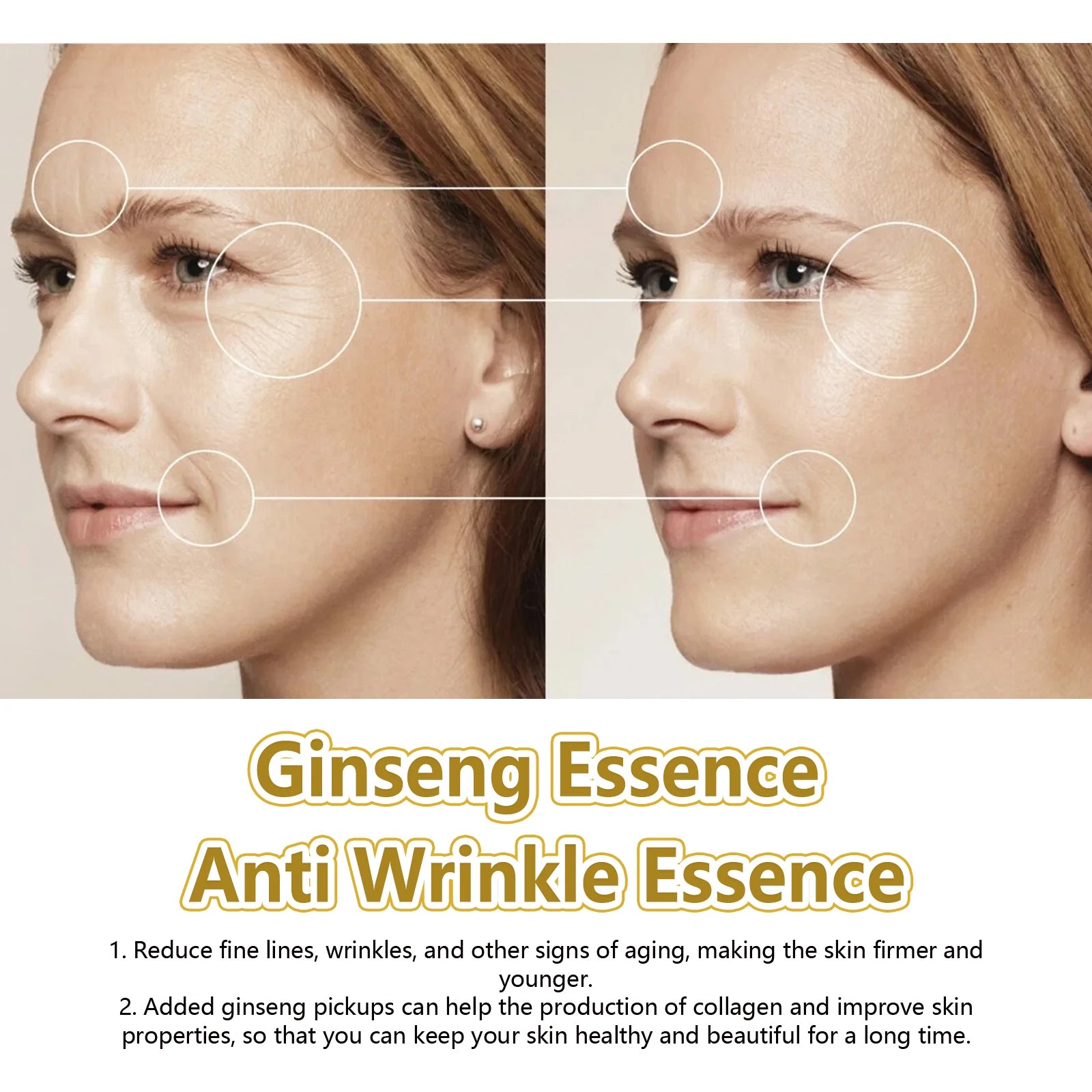 EELHOE Ginseng Anti Wrinkle Serum Polypeptide Anti-Ageing Essential Oil Tighten Moisturizing Smooth Skin Reduce Fine Lines Zpaxo