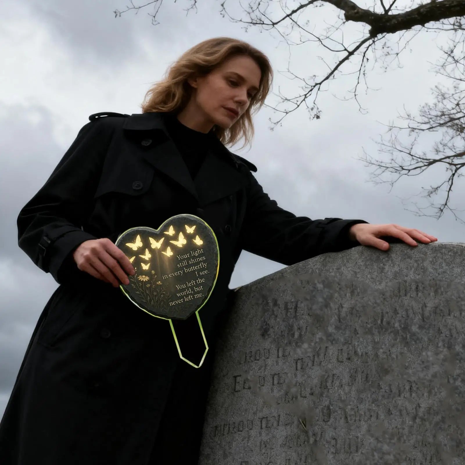 Grave Decorations 2D Acrylic Heart Decoration Butterfly Flower Carved