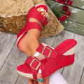 Women Platform Sandals Summer New Casual Slippers Women Fashion Wedges Sandals Open Toe Beach Shoes for Women Zapatos De Mujer Zpaxo Red 41
