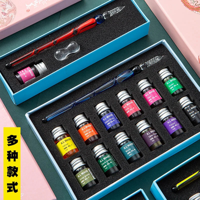 Fantasy Glass Dip Pen Set – Antique Crystal Ink Signature Pen