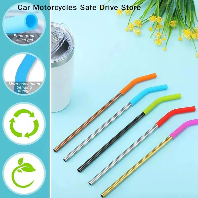 CM6pcs Straw Tip Cover Silicone Cap Protective Anti- Tongue