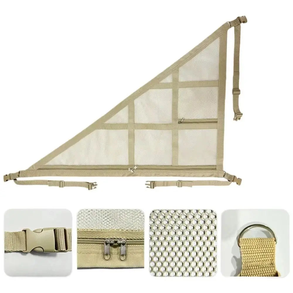 Double-layer Car Ceiling Triangle Net Adjustable Double Pocket Triangular Ceiling Storage Bag Space Saving Breathable Zpaxo