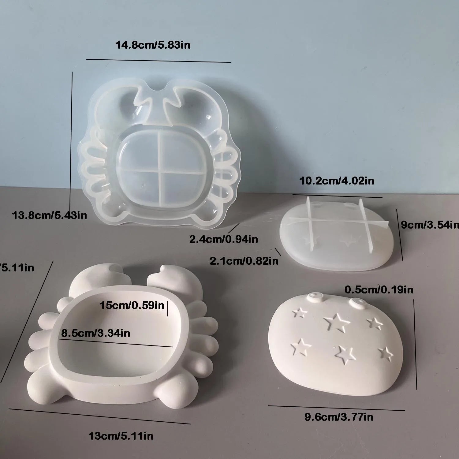 Turtle & Crab Silicone Mold – Resin & Plaster Storage Box