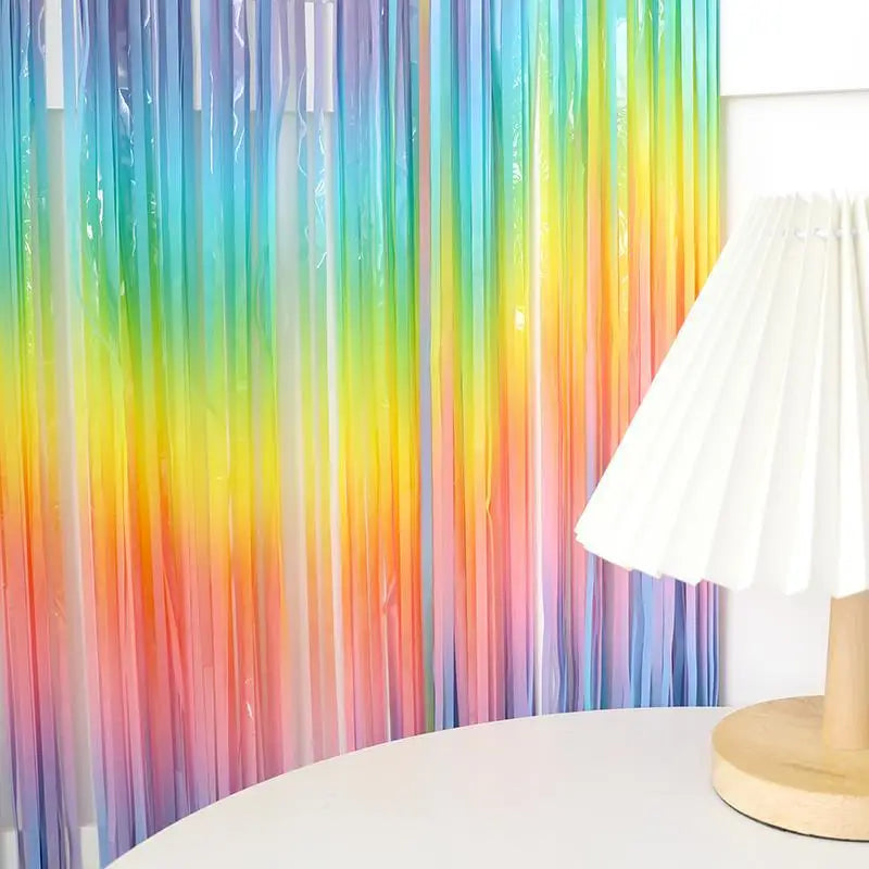 Rainbow Foil Fringe Curtain Gradient Macaron Curtains Photo Booth