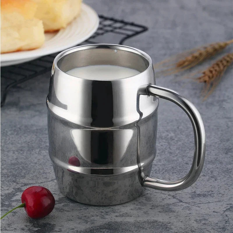 New Double Wall Stainless Steel Beer Mug Portable Coffee Tea Cups Travel Tumbler Office Use Water Cup with Handle Drinkware Zpaxo