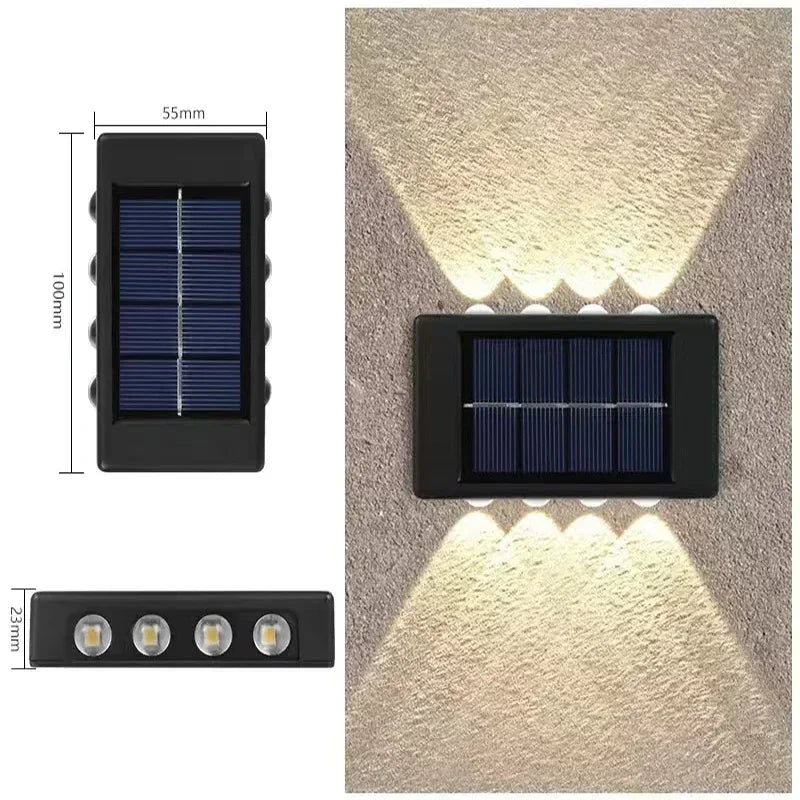 Up Down Solar Wall Washer Light Outdoor LED Garden Lamp Waterproof Zpaxo 4LED Warm light 2PCS