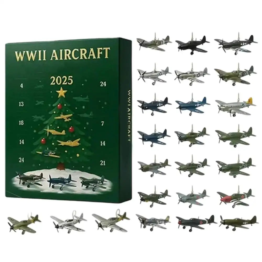 Aircraft Advent Calendar 2025 24 Days Countdown 2D Warbird Pendants