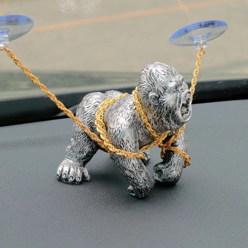 Gorilla Car Dashboard Ornament – ABS Resin Figurine Decor