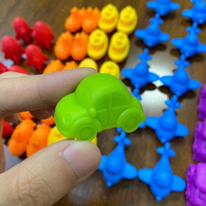 56/36pcs Rainbow Sorting Game Animal Puzzle Toy Dinosaur Traffic Color Matching Game Education Sensory Toys For Kids Preschool Zpaxo