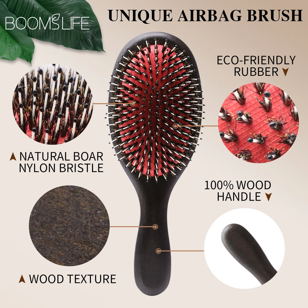 Steel Hair Brush Women Custom Name Wood Hair Brush Metal Stainless Pin Hairbrush Head Scalp Massage Comb Brosse Cheveux Femme Zpaxo
