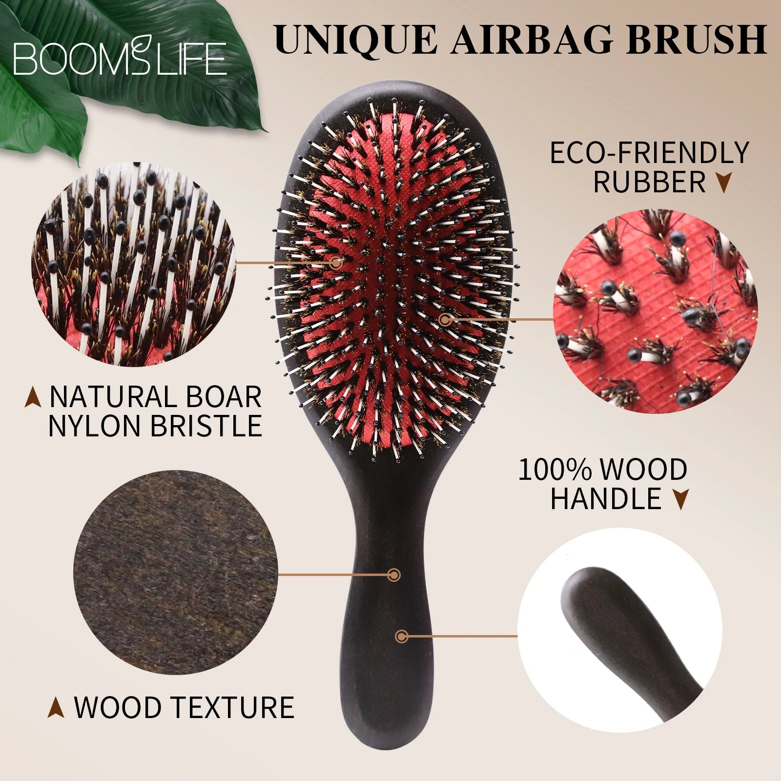 Steel Hair Brush Women Custom Name Wood Hair Brush Metal Stainless Pin Hairbrush Head Scalp Massage Comb Brosse Cheveux Femme Zpaxo