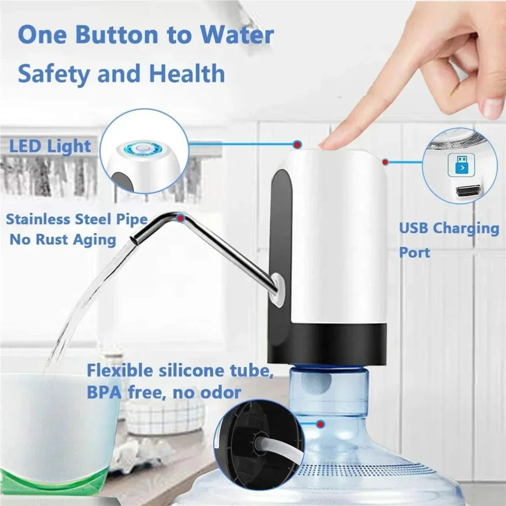 Water Dispenser Pump Portable Electric Water Dispenser Pump for 5 Gallon Bottles USB Rechargeable Water Bucket Tool Carboy Bar Zpaxo