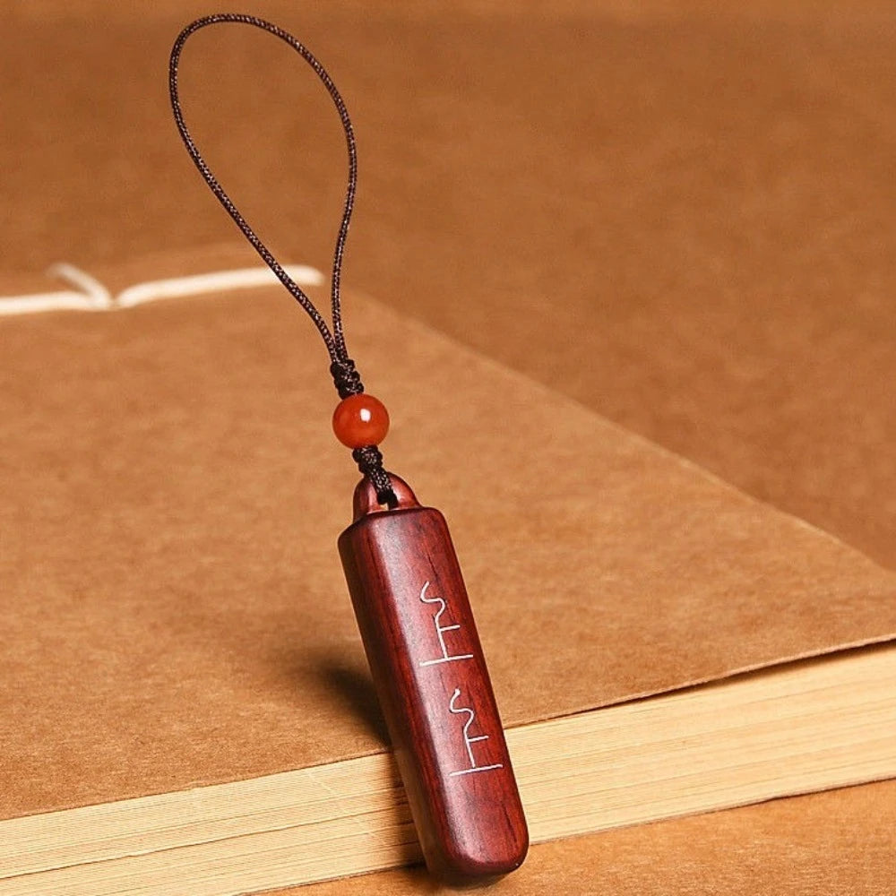 Chinese Rosewood Keychain Good Luck Cultural Symbol Black Sandalwood Zpaxo