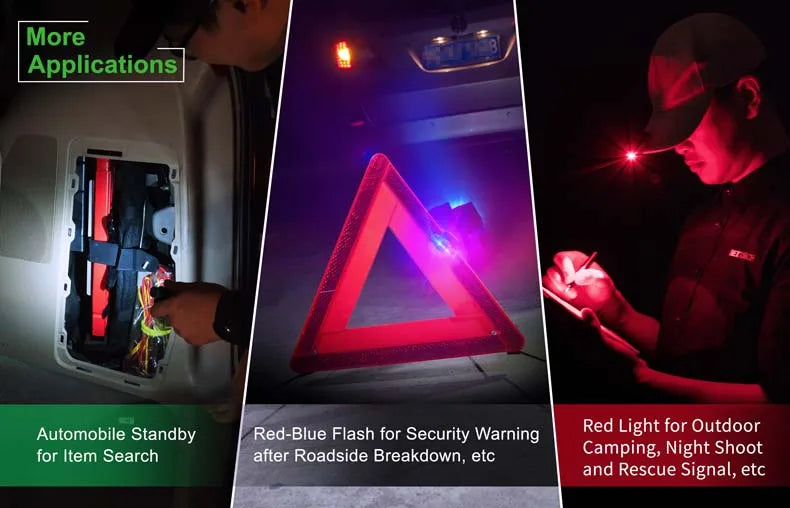 LED Blue-Red Flash Shoulder Clip Warning Light – 3 Modes