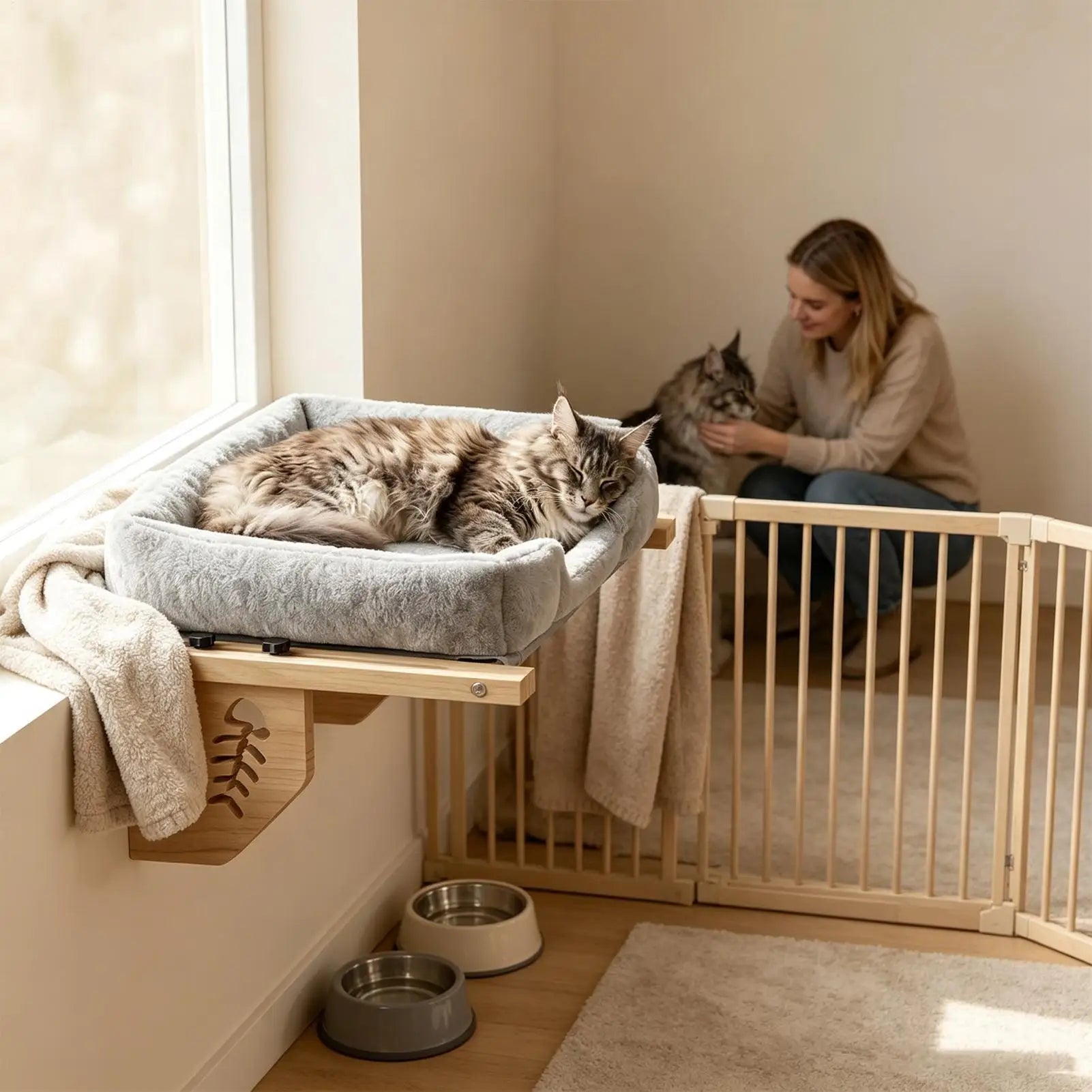 Cat Window Bed Plush Cushion Ball Resting Spot Seat Home Apartment