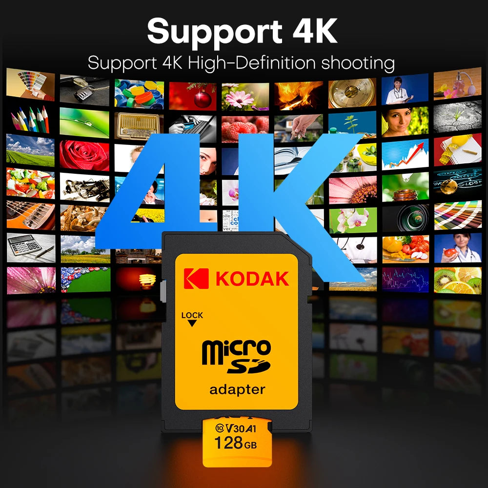 KODAK High Speed 128G Micro SD Memory Card Class 10 Micro TF flash usb pen drive card for Smartphone UAV monitor Zpaxo