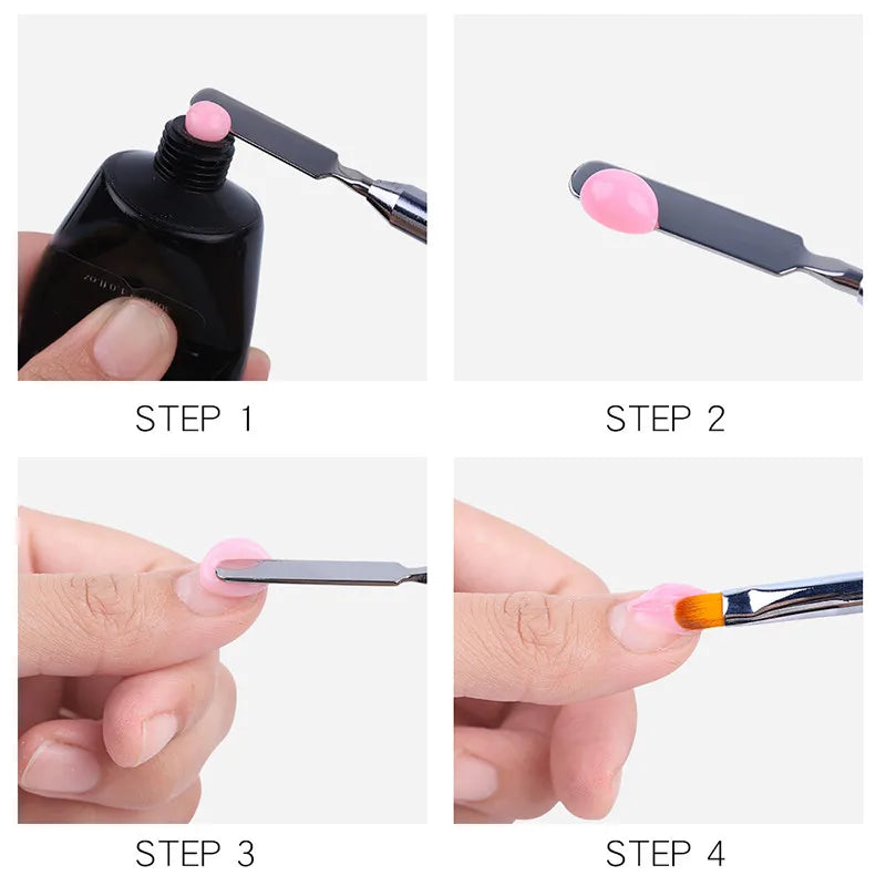 1 Dual-end Acrylic 12 Nail Art Gel Brush Extension Builder Stainless