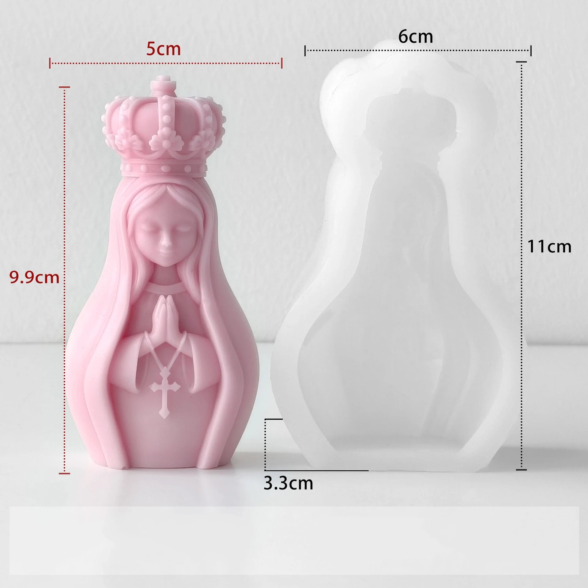 3D Virgin Mary Silicone Candle Mold – DIY Religious Craft
